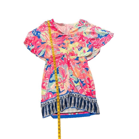 Lilly Pulitzer Gabrielle Dress Size L Cold Shoulder Caftan Pink Playa Hermosa - Picture 2 of 5